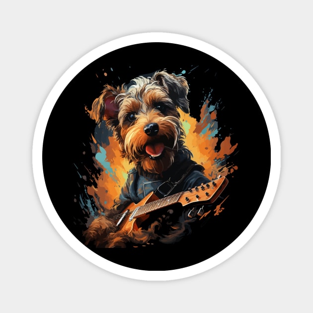 Airedale Terrier Playing Guitar Magnet by JH Mart